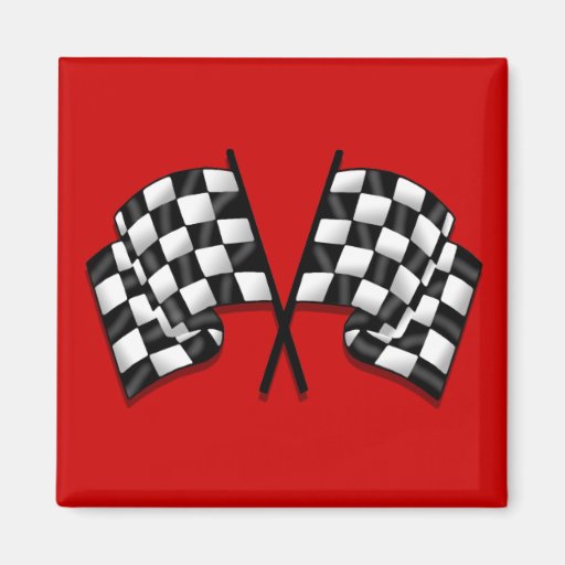 Silky looking Motorsport chequered flag gear Refrigerator Magnet