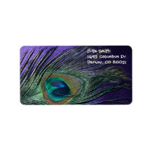 Silky Purple Peacock Feather Labels
