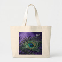 Silky Purple Peacock Feather Tote Bag