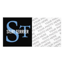 Silky Terrier Breed Monogram Design Customized Photo Card