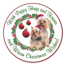 Silky Terrier Christmas Wishes Round Seals