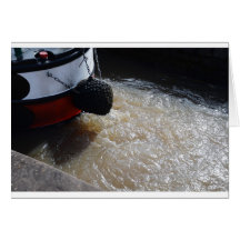 Sillage d'un bateau de canal cartes de vœux