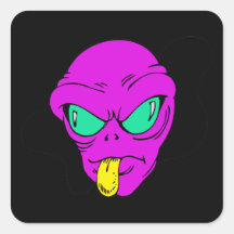 Silly Alien Razz purple.png Square Sticker