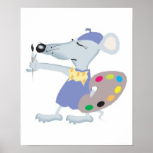 silly artist mouse posters