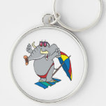 silly beach sunbathing elephant key chains