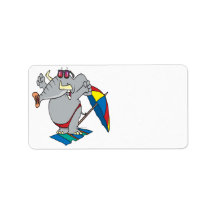 silly beach sunbathing elephant custom address labels