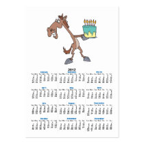 silly birthday horse with cake cartoon business card template