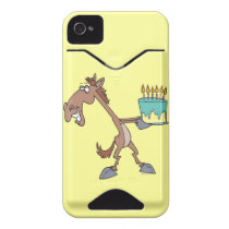 silly birthday horse with cake cartoon id iphone 4 cases
