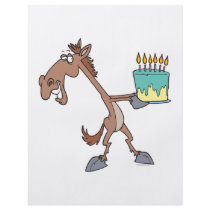 silly birthday horse with cake cartoon flyer