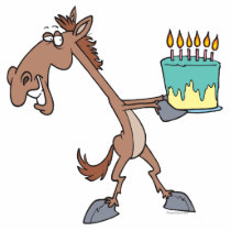 silly birthday horse with cake cartoon photo cutouts