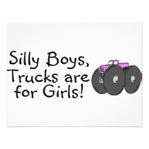 Silly Boys Trucks Are For Girls Pink Invitation