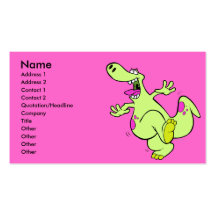 silly bright dancing dino dinosaur cartoon business card templates