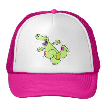 silly bright dancing dino dinosaur cartoon mesh hat