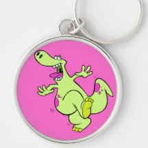 silly bright dancing dino dinosaur cartoon keychain