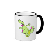 silly bright dancing dino dinosaur cartoon mugs