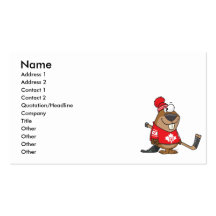 silly canadian hockey beaver cartoon business card
