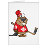 silly canadian hockey beaver cartoon greeting card