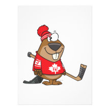 silly canadian hockey beaver cartoon personalized invitation