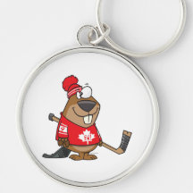 silly canadian hockey beaver cartoon keychains