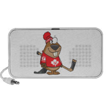silly canadian hockey beaver cartoon mini speaker