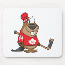 silly canadian hockey beaver cartoon mousepads