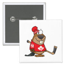 silly canadian hockey beaver cartoon pins
