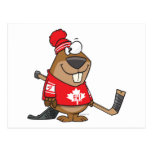 silly canadian hockey beaver cartoon post cards