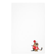 silly canadian hockey beaver cartoon customized stationery