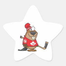 silly canadian hockey beaver cartoon sticker