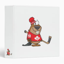 silly canadian hockey beaver cartoon vinyl binder