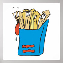 silly cartoon french fries poster
