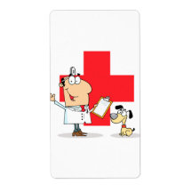 Silly Cartoon Vet Veterinarian Custom Shipping Labels