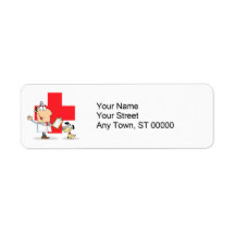 Silly Cartoon Vet Veterinarian Return Address Label
