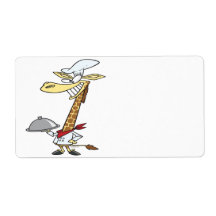 silly chef cook giraffe cartoon personalized shipping labels