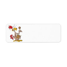 silly chicken holding bucket of chicken drumsticks return address labels