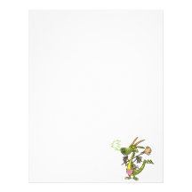 silly cleaning dragon lady cartoon letterhead design