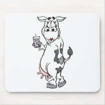 silly cow drinking milk mouse mats