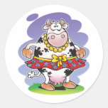 Silly Cow Matilda Round Stickers