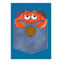 silly crabby crab in a jean pocket custom invite