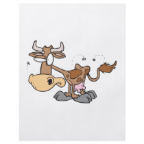 silly cute brown cow bugged by flies cartoon flyers