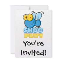 silly cute cartoon character SHOO FLY Personalized Invite