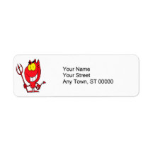 silly cute cartoon devil with pitchfork return address labels