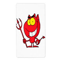 silly cute cartoon devil with pitchfork personalized shipping labels