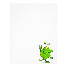 silly cute cartoon peace gesture alien dude customized letterhead