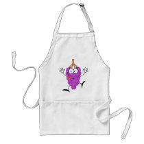 silly cute funny purple grapes cartoon character aprons