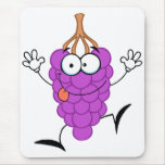 silly cute funny purple grapes cartoon character mousepad