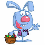 silly cute happy easter bunny with basket photo cutout
