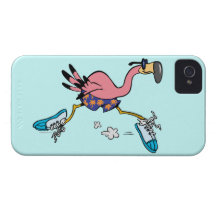 silly cute jogging running flamingo Case-Mate iPhone 4 cases