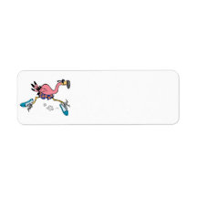 silly cute jogging running flamingo custom return address labels