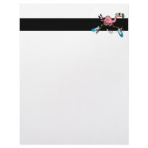 silly cute jogging running flamingo letterhead template